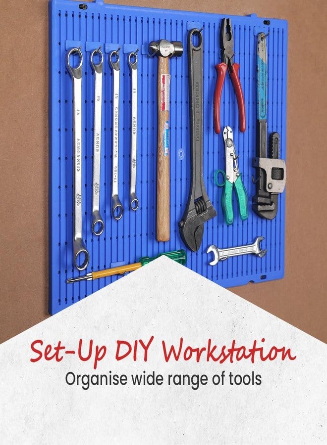 Alkon Polypropylene Copolymer Display Pegboard (MDB500) for Garage Tool Storage for Office, Workshop, Factory,|Organization, Hooks Kitchen, Shop, Home, DIY, Blue - Image 4